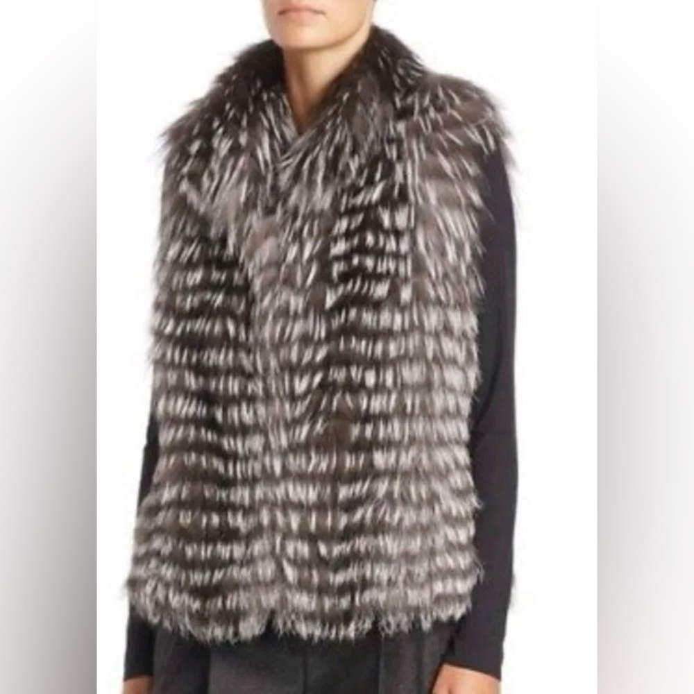 🦊 Michael Kors Collection Silver Fox fur Vest M